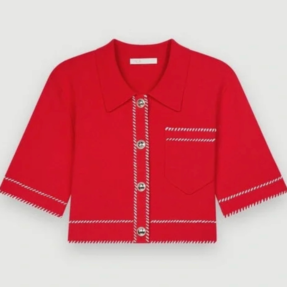 Maje Cropped sweater with whipstitch details